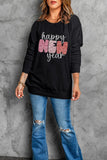 Momentlover HAPPY NEW YEAR Round Neck Sweatshirt