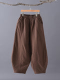 Momentlover Casual Loose Keep Warm Elasticity Solid Color Casual Pants Bottoms