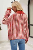 Momentlover Striped Collared Neck Buttoned Pullover Sweater