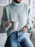 Momentlover Turtleneck Dropped Shoulder Sweater
