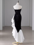 - Black evening gown sequined mermaid dress GEU1476