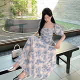 - Square Neck Puff Sleeve Dress GEU1543