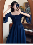 - Square Neck Spring Long Sleeve Dress GEU1555