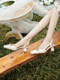 Momentlover Square-Toe Split-Joint Sling Shoes Sandals