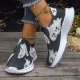 themeisles - Black Casual Patchwork Printing Round Comfortable Out Door Shoes