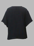 momentlover Original Irregular Casual Solid Color Pleated T-Shirt Top