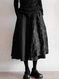 Momentlover Split-Joint Solid Color Jacquard Elasticity Double Layered Loose A-Line Skirts Bottoms