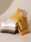 momentlover Solid Color Pleated Socks