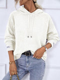 Momentlover Texture Drawstring Long Sleeve Hooded Sweater