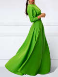 Momentlover Loose Three-Quarter Sleeves Solid Color Off-The-Shoulder Maxi Dresses