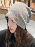 Momentlover Casual Keep Warm Applique Solid Color Hats&Caps