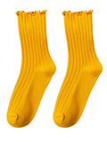 momentlover Small Daisy Embroidered Cotton Crimp Socks