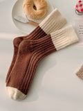 momentlover Pleated Elasticity Contrast Color Socks