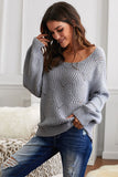 Momentlover Drop Shoulder Round Neck Sweater