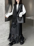 Momentlover Solid Color Pockets Buttoned Sleeveless Loose V-neck Vest Outerwear