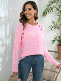 Momentlover Decorative Button Long Sleeve Sweater