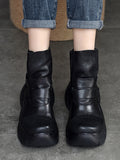 Momentlover Round-Toe Hook&Loop Platform Boots