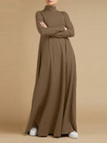 Momentlover Casual Loose 4 Colors High-Neck Long Sleeves Maxi Dress