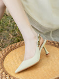 Momentlover Split-Joint Pointed-Toe Chains Sling Shoes Sandals