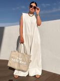 momentlover Solid Color Sleeveless Wide Leg Jumpsuits
