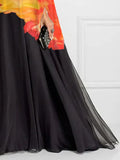 Momentlover Batwing Sleeves Loose Contrast Color Floral Printed Round-Neck Maxi Dresses
