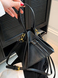 Momentlover Split-Joint Solid Color Drawstring Triangle Handbags