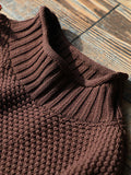 Momentlover Casual Loose Long Sleeves Solid Color High-Neck Sweater Tops