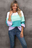 Momentlover Color Block Round Neck Dropped Shoulder Sweater