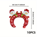 10pcs Christmas Headwear Foil Balloons - Festive Party & Holiday Decorations, Perfect for Photo Booths & Shopping Mall Displays