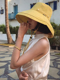 Momentlover Casual Solid Sun-Protection Large Wide Brim Bucket Hat