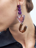 Momentlover Heart Shape Geometric Drop Earrings
