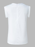 momentlover Original Casual High-Neck Cap Sleeves Face Printed T-Shirt Top