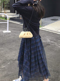 Momentlover Plaid High-Waisted Loose Irregularity Skirts Bottoms