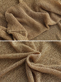 Momentlover Solid Color See-Through Loose Long Sleeves Round-Neck Sweater Tops