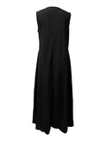 momentlover Original Loose V-Neck Face Printed Black Maxi Dress