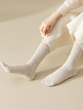 momentlover Solid Color Pleated Socks