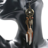 Long Feather Horn Earrings