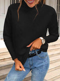 Momentlover Ribbed Mock Neck Long Sleeve Sweater