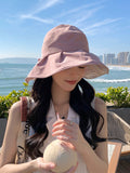 Momentlover Split-Joint Pleated Bowknot Sun Hat Fisherman Hat