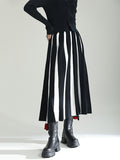 Momentlover Original Creation Loose A-Line Contrast Color Striped Skirts Bottoms