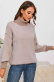 Momentlover Turtle Neck Dropped Shoulder Sweater