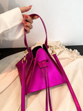Momentlover Split-Joint Solid Color Drawstring Triangle Handbags
