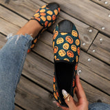 themeisles - Halloween Cream White Casual Patchwork Printing Round Comfortable Flats Shoes