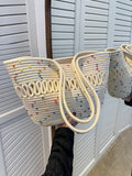 Momentlover Polka-Dot Hollow Contrast Color Handbags