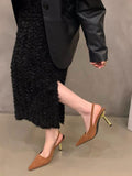 Momentlover Split-Joint Pointed-Toe Hollow Sling Shoes Sandals Pumps