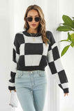 Momentlover Color Block Round Neck Dropped Shoulder Sweater
