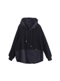 Momentlover Split-Joint Split-front Drawstring Loose Long Sleeves Hoodies Tops