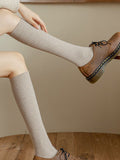 momentlover Casual Wool Keep Warm Solid Color Socks Accessories