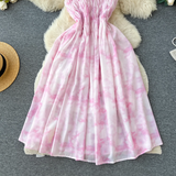 vmtvr- Exquisite smudged suspender dress for women on beach vacation GEU544