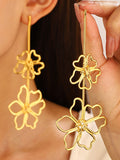 Momentlover Solid Color Hollow Flower Shape Drop Earrings